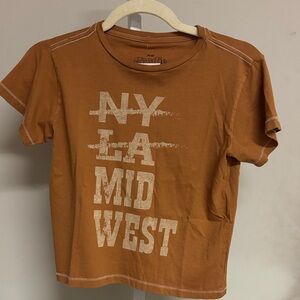 NWT Brown Graphic Tee with White Text